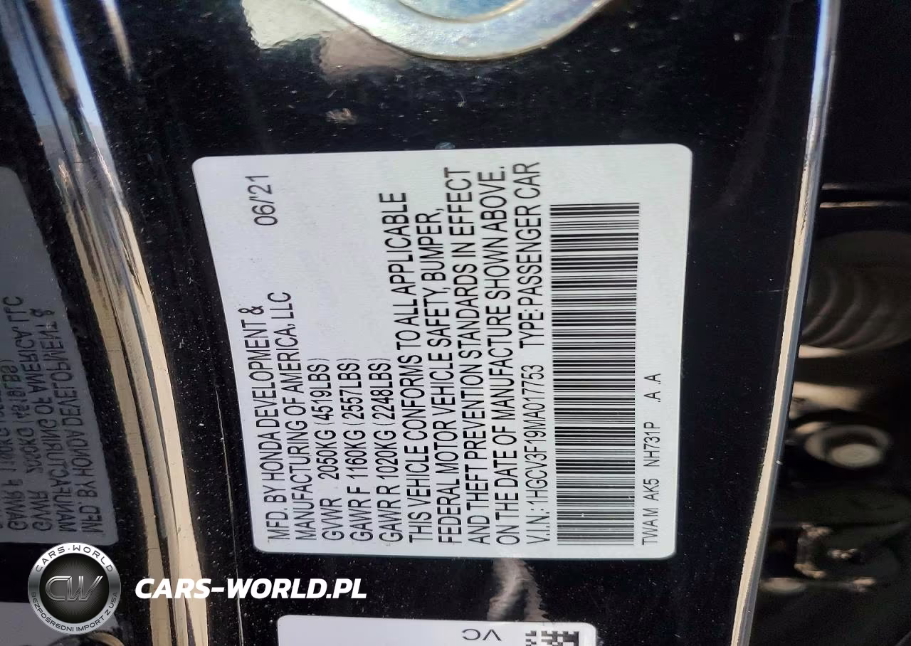 2021 Honda Accord Hybrid VIN:1HGCV3F19MA017753 - 12