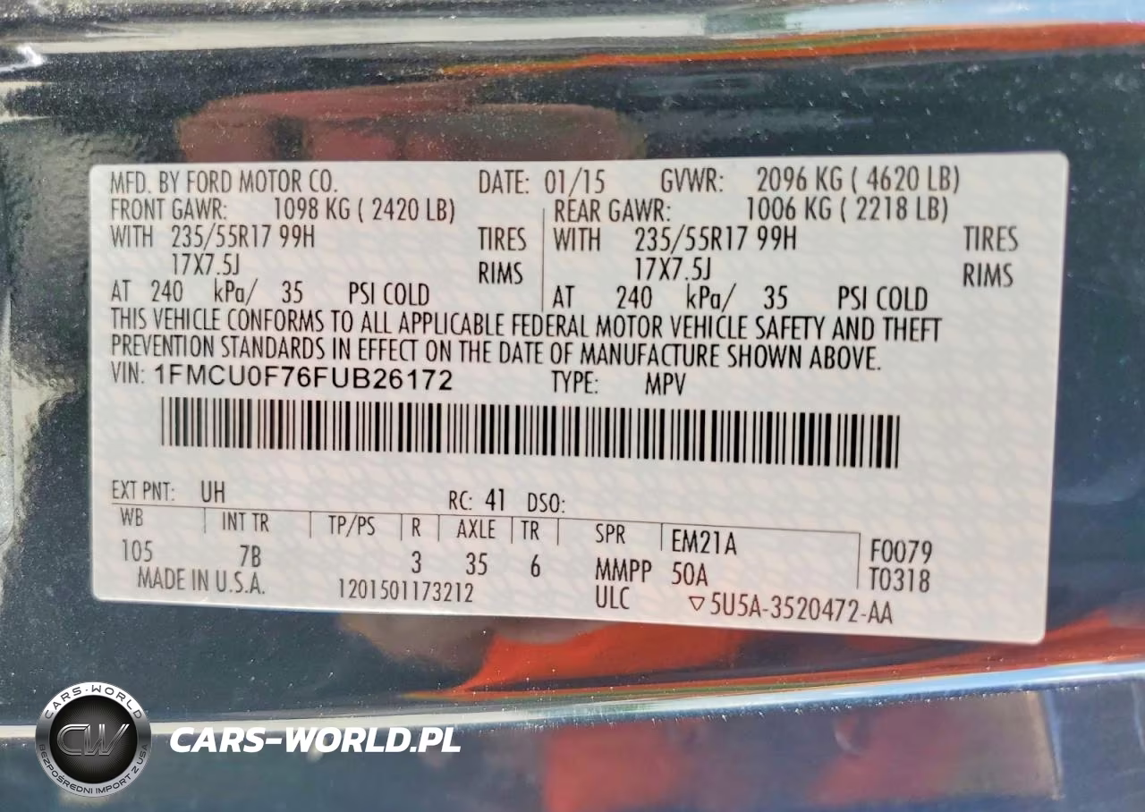 2015 Ford Escape S VIN:1FMCU0F76FUB26172 - 13