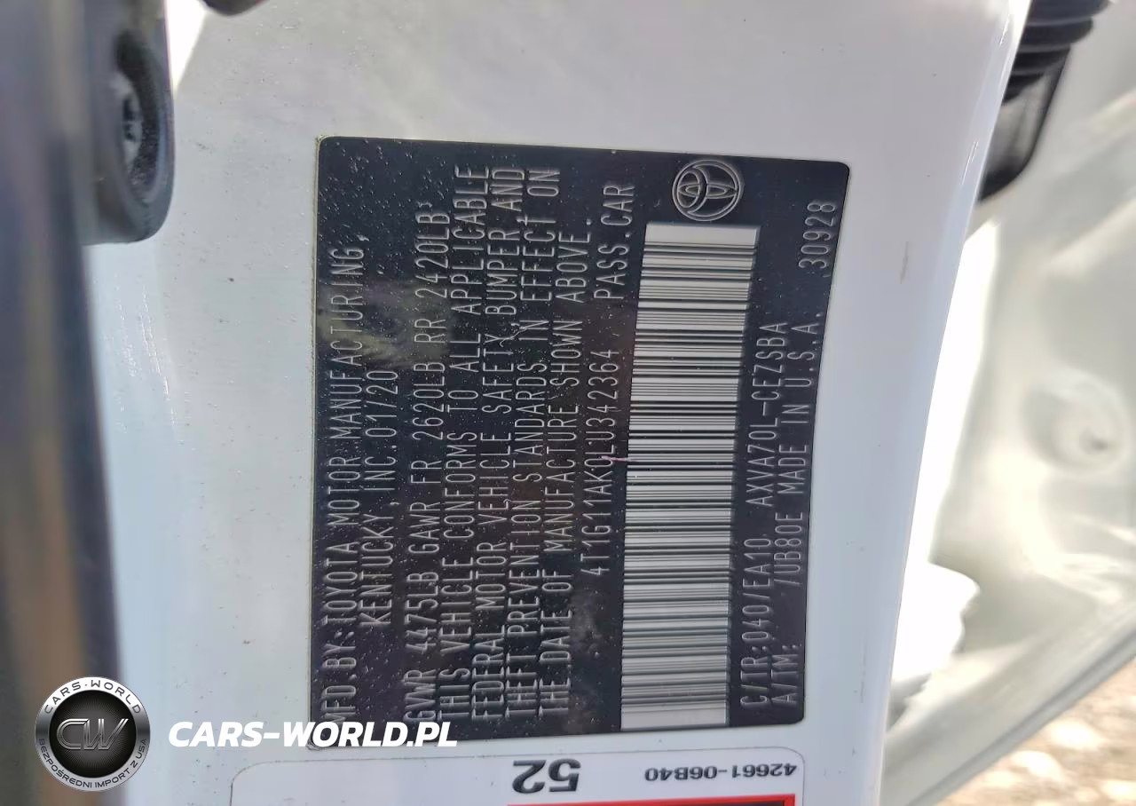 2020 Toyota Camry Se VIN:4T1G11AK0LU342364 - 12