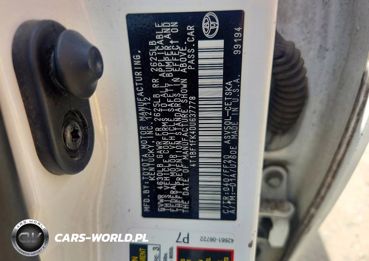 2013 Toyota Camry Se VIN:4T1BF1FK4DU637778 - 12