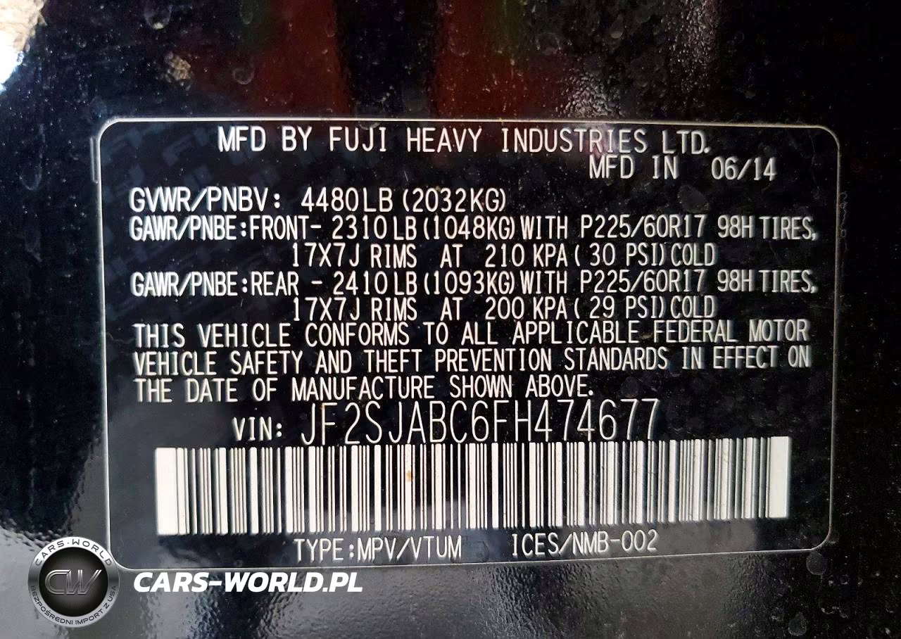 2015 Subaru Forester 2.5I VIN:JF2SJABC6FH474677 - 12