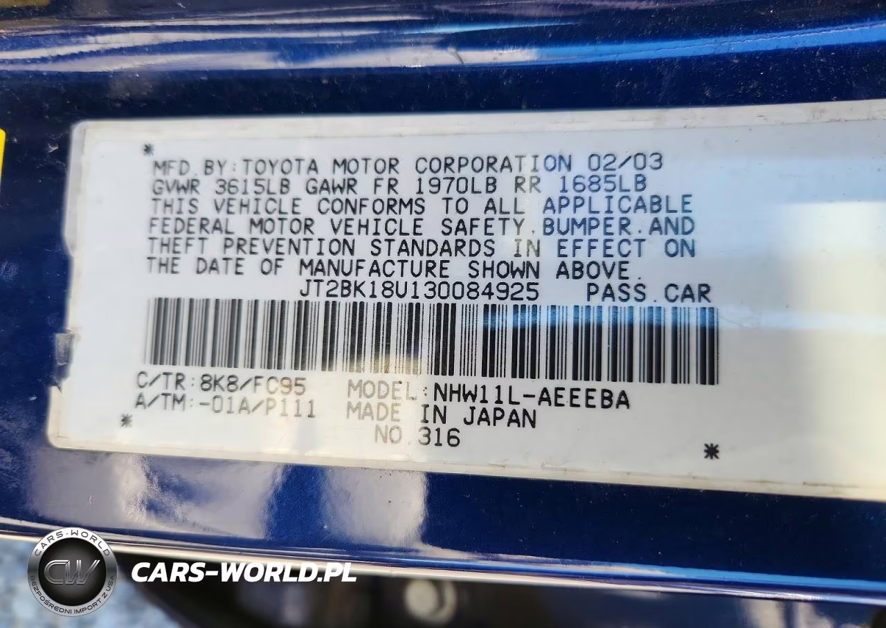 2003 Toyota Prius Base VIN:JT2BK18U130084925 - 13
