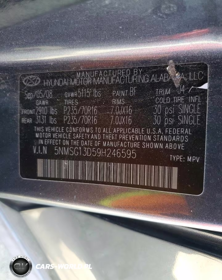 2009 Hyundai Santa Fe Gls VIN:5NMSG13D59H246595 - 12