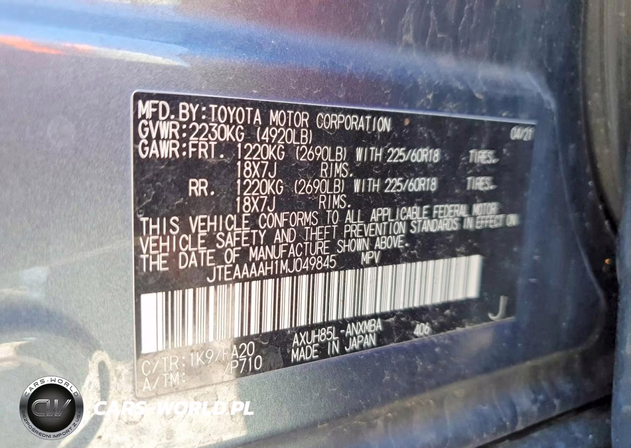 2021 Toyota Venza Le VIN:JTEAAAAH1MJ049845 - 13