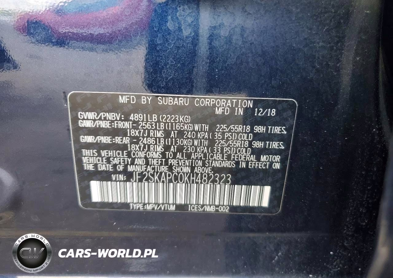 2019 Subaru B9 Tribeca Limited W VIN:JF2SKAPC0KH482323 - 13