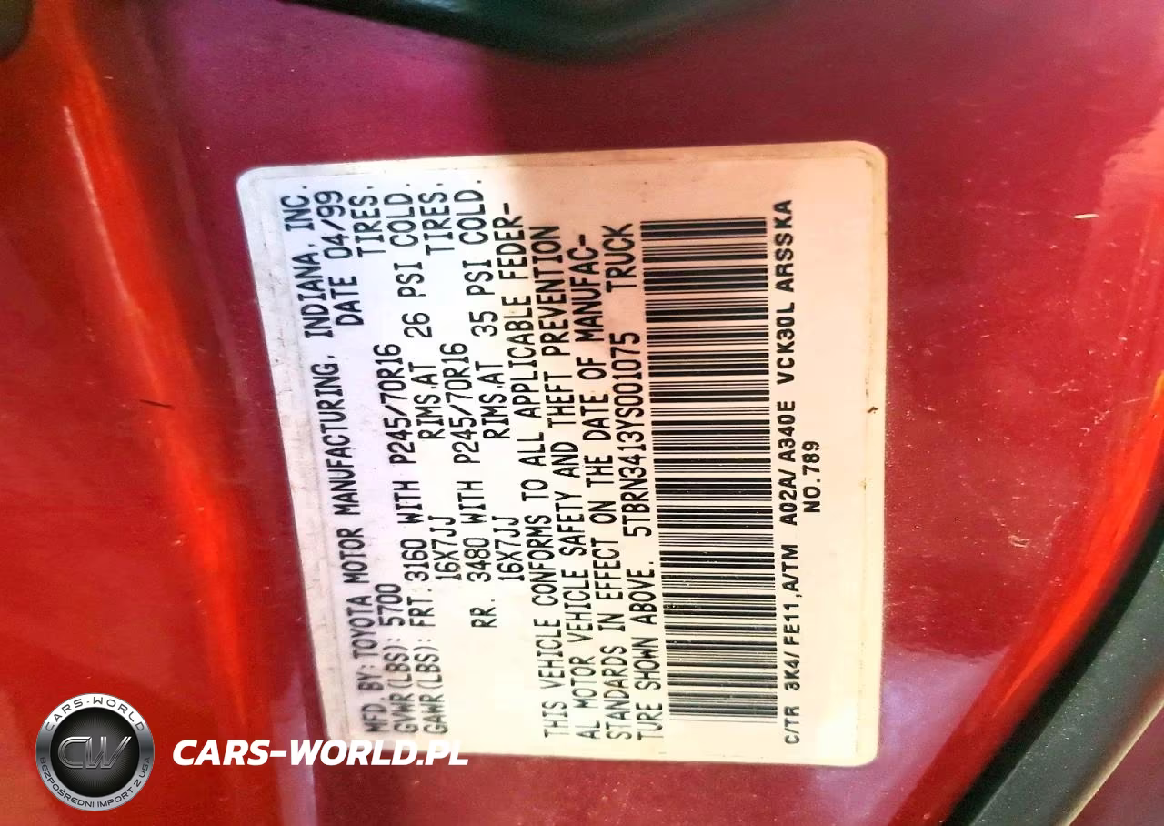 2000 Toyota Tundra Access Cab Sr5 VIN:5TBRN3413YS001075 - 12