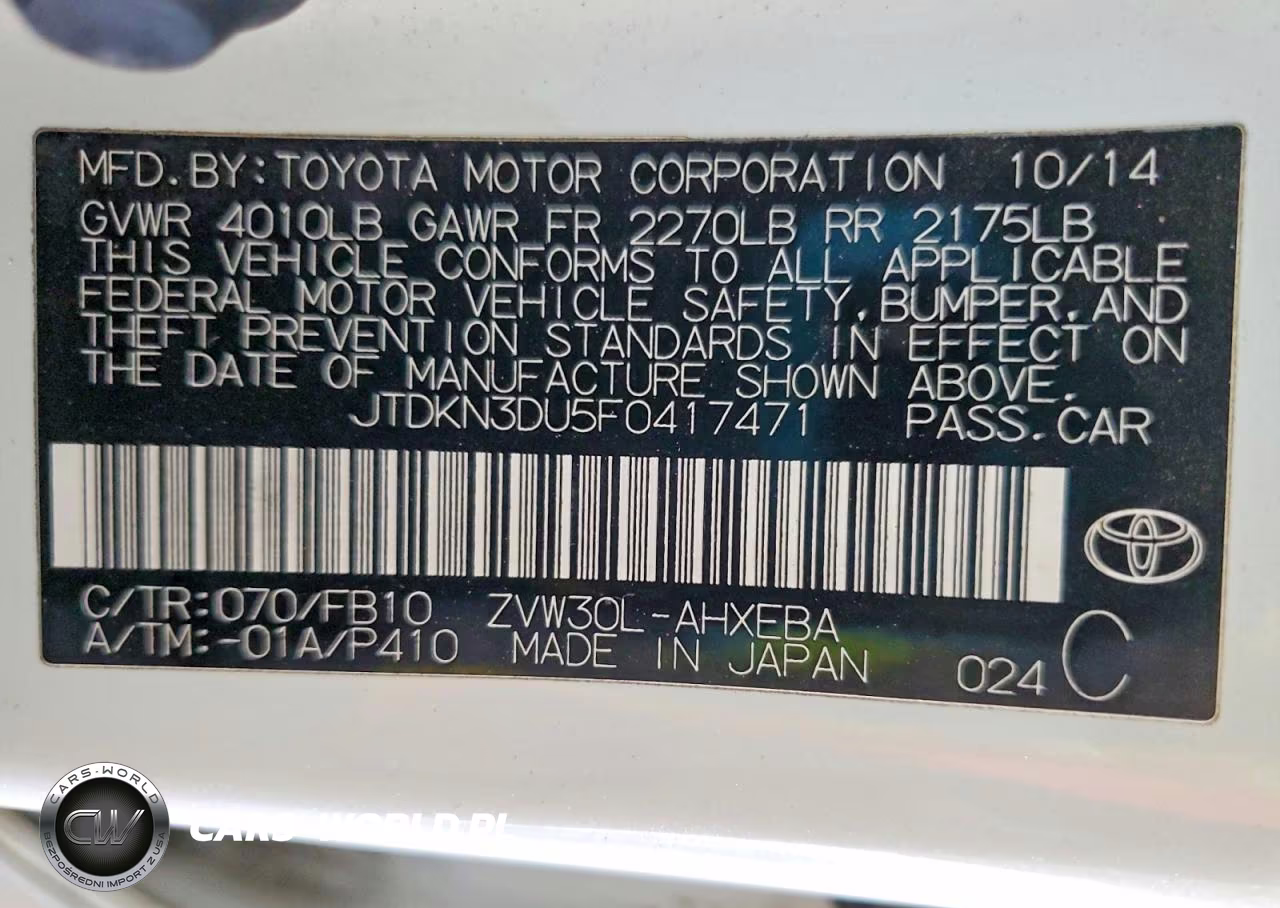 2015 Toyota Prius Two VIN:JTDKN3DU5F0417471 - 12