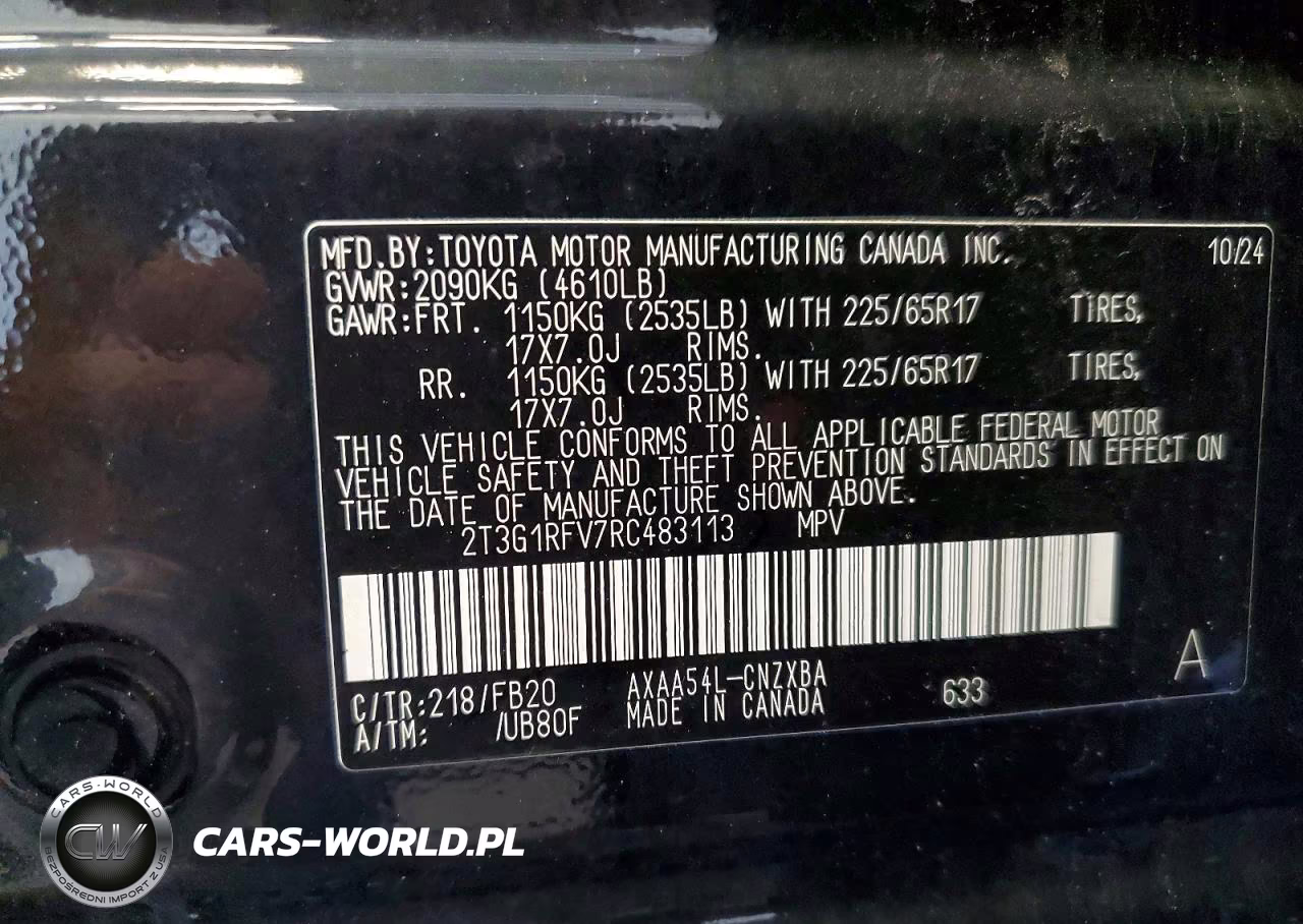 2024 Toyota Rav4 Le VIN:2T3G1RFV7RC483113 - 14