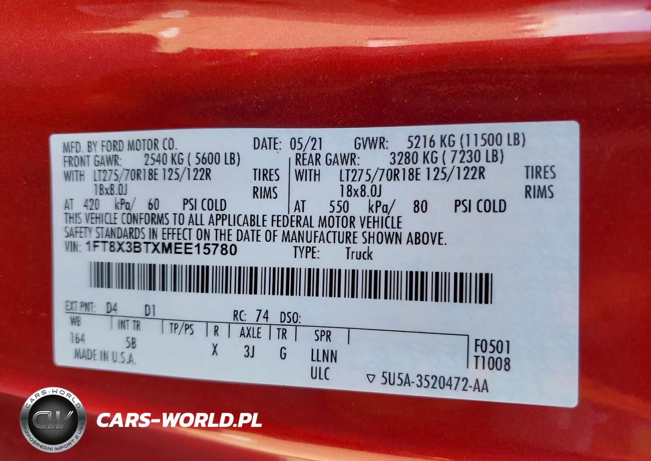2021 Ford F350 Super Duty VIN:1FT8X3BTXMEE15780 - 12