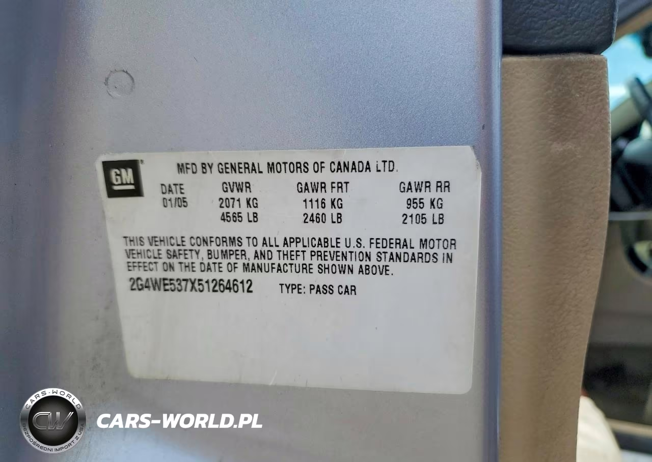 2005 Buick Lacrosse Cxs VIN:2G4WE537X51264612 - 12