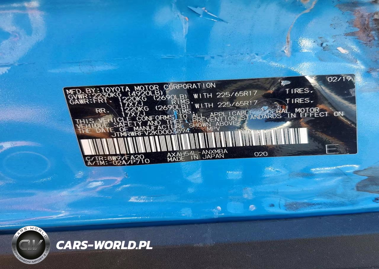 2019 Toyota Rav4 Hybrid Xle VIN:JTMRWRFV2KD003894 - 13