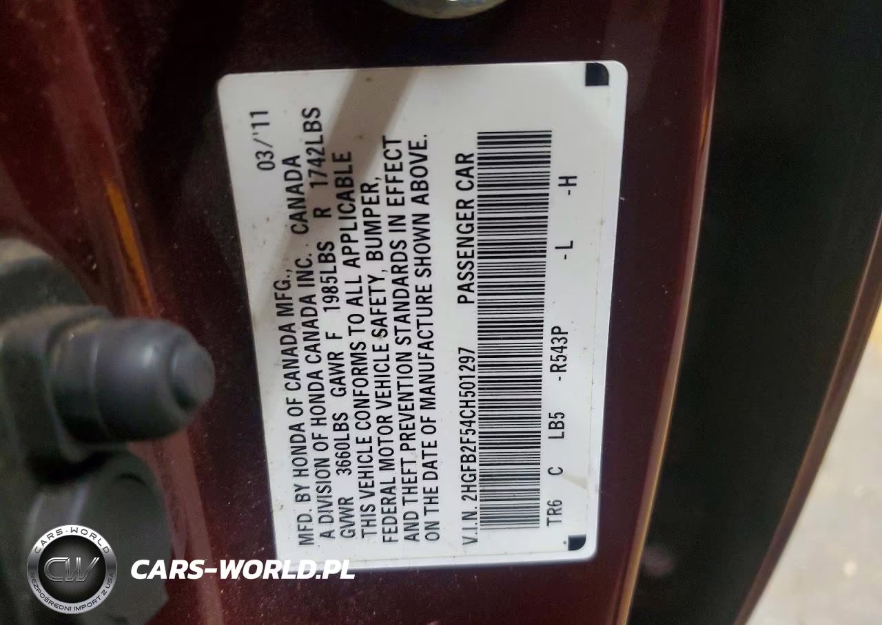 2012 Honda Civic Lx VIN:2HGFB2F54CH501297 - 12