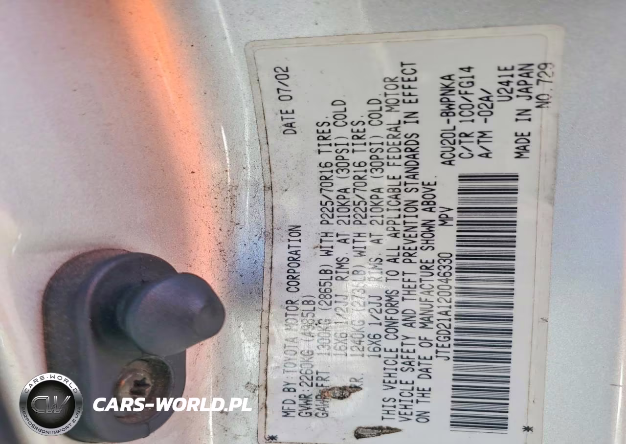 2002 Toyota Highlander Base VIN:JTEGD21A120046330 - 13