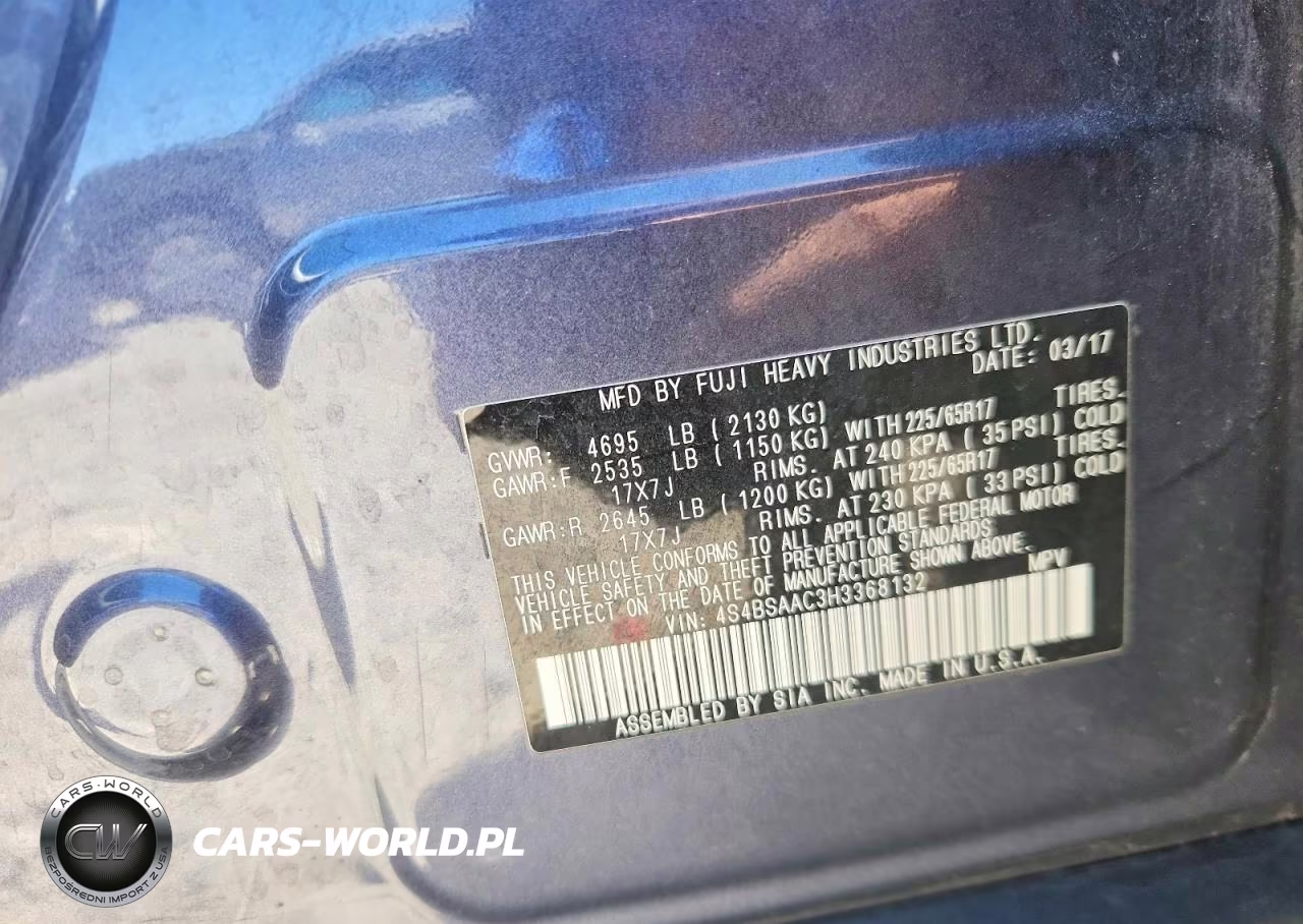 2017 Subaru Outback 2.5I VIN:4S4BSAAC3H3368132 - 13