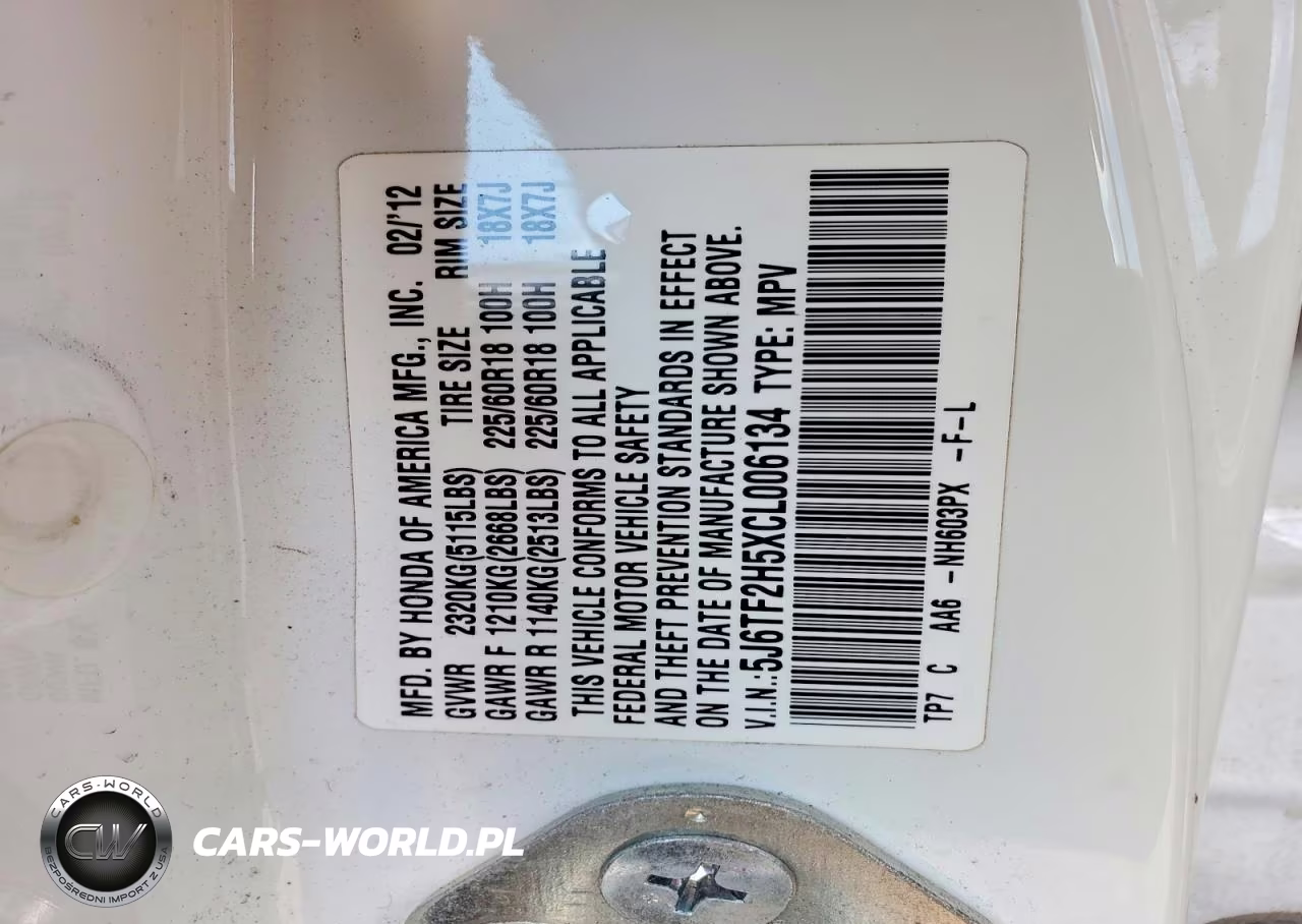 2012 Honda Crosstour Exl VIN:5J6TF2H5XCL006134 - 12