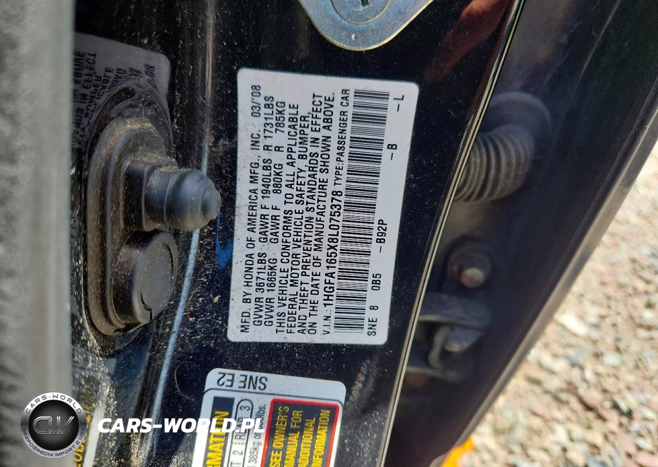 2008 Honda Civic Lx VIN:1HGFA165X8L075378 - 13