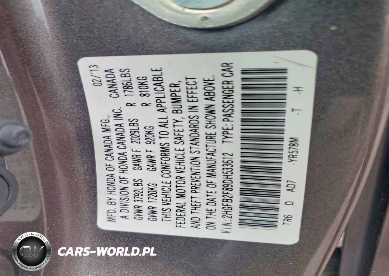 2013 Honda Civic Ex VIN:2HGFB2F89DH533612 - 12