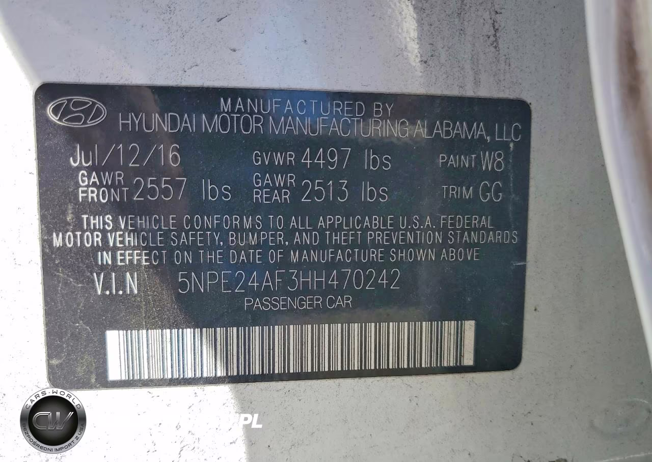2017 Hyundai Sonata Se VIN:5NPE24AF3HH470242 - 12