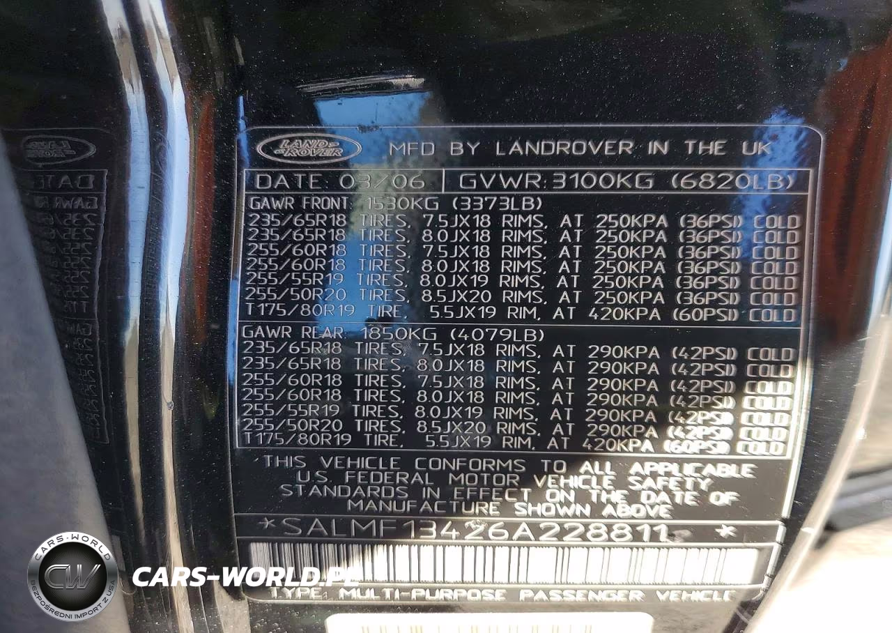 2006 Land Rover Range Rover Supercharged VIN:SALMF13426A228811 - 13