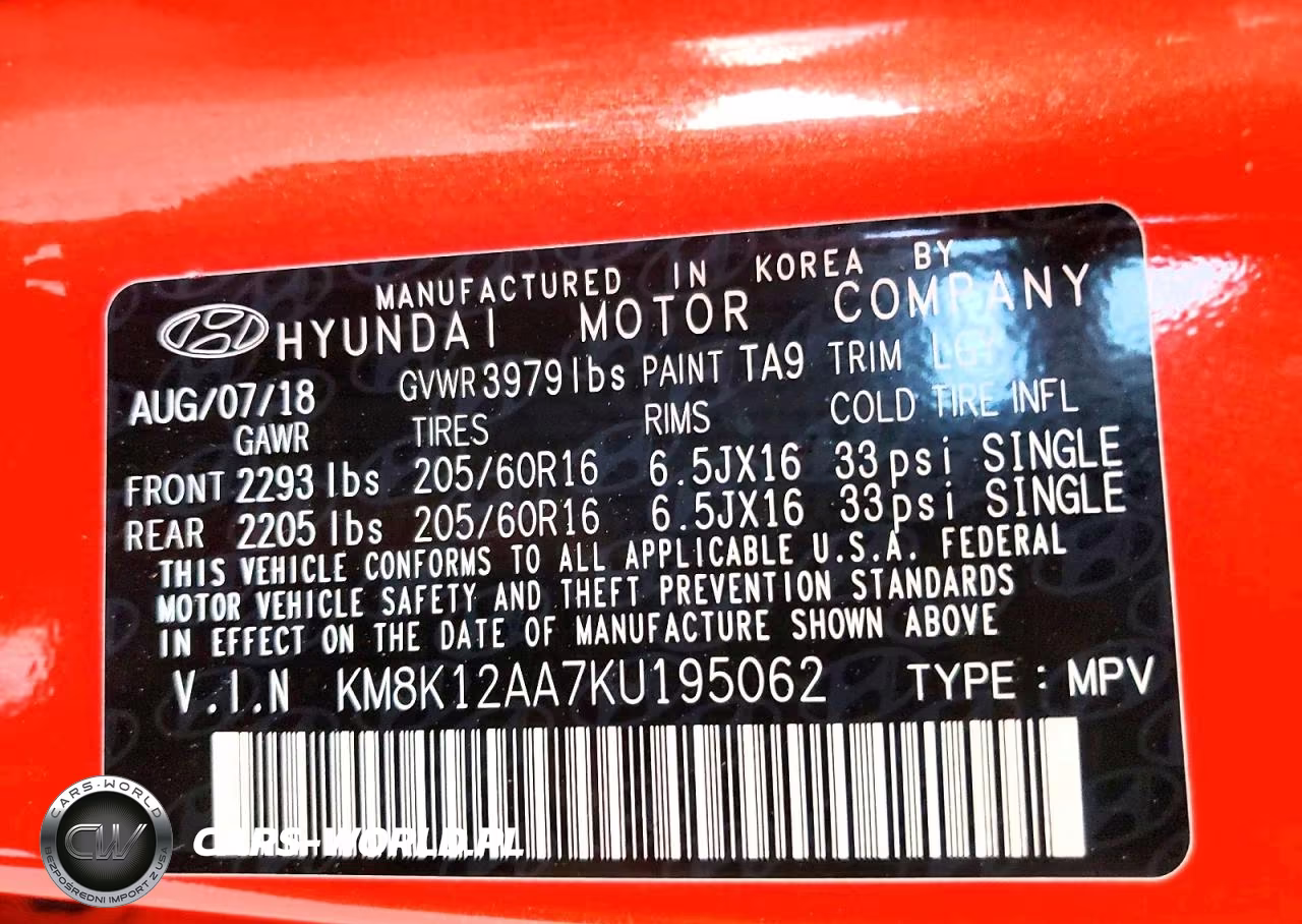 2019 Hyundai Kona Se VIN:KM8K12AA7KU195062 - 12