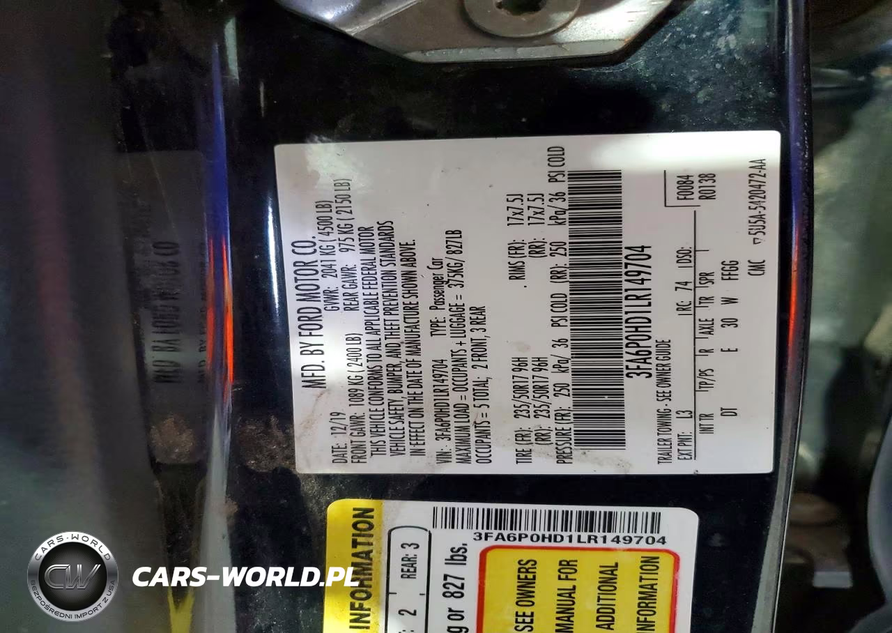 2020 Ford Fusion Se VIN:3FA6P0HD1LR149704 - 12