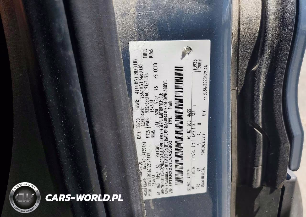 2020 Ford Transit T-250 Delivery Van VIN:1FTBR3X81LKA55903 - 13