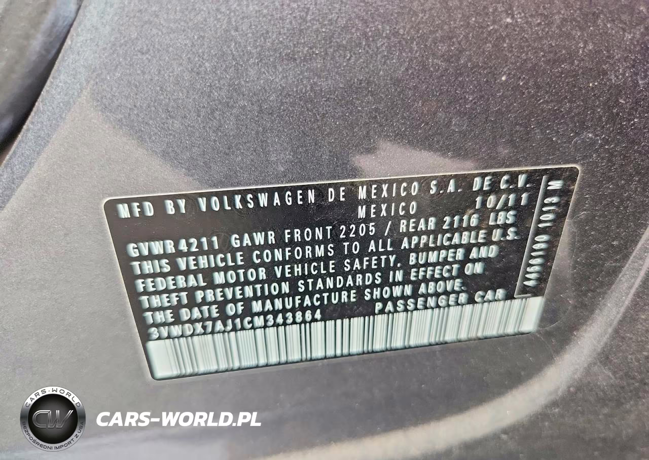 2012 Volkswagen Jetta Se VIN:3VWDX7AJ1CM343864 - 12