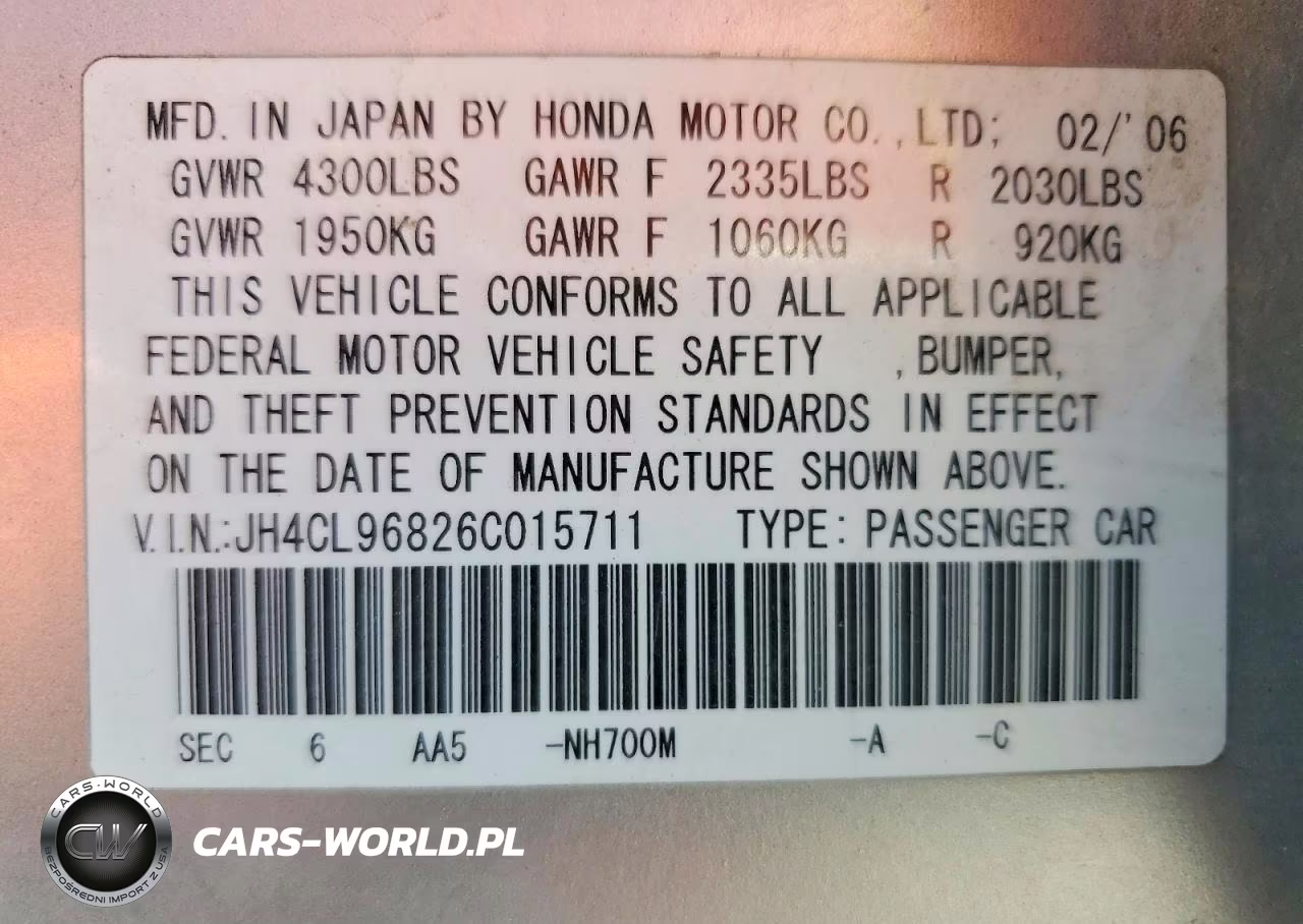 2006 Acura Tsx VIN:JH4CL96826C015711 - 12
