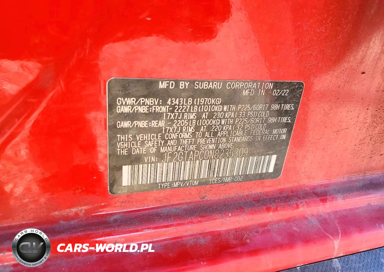 2022 Subaru Crosstrek Premium VIN:JF2GTAPC0N8235309 - 13