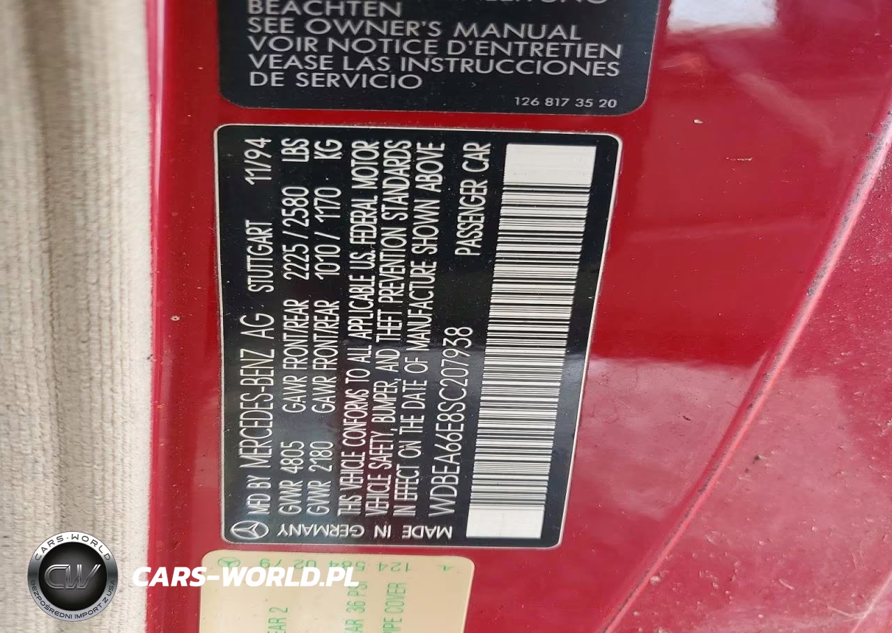 1995 Mercedes-Benz E 320 VIN:WDBEA66E8SC207938 - 12