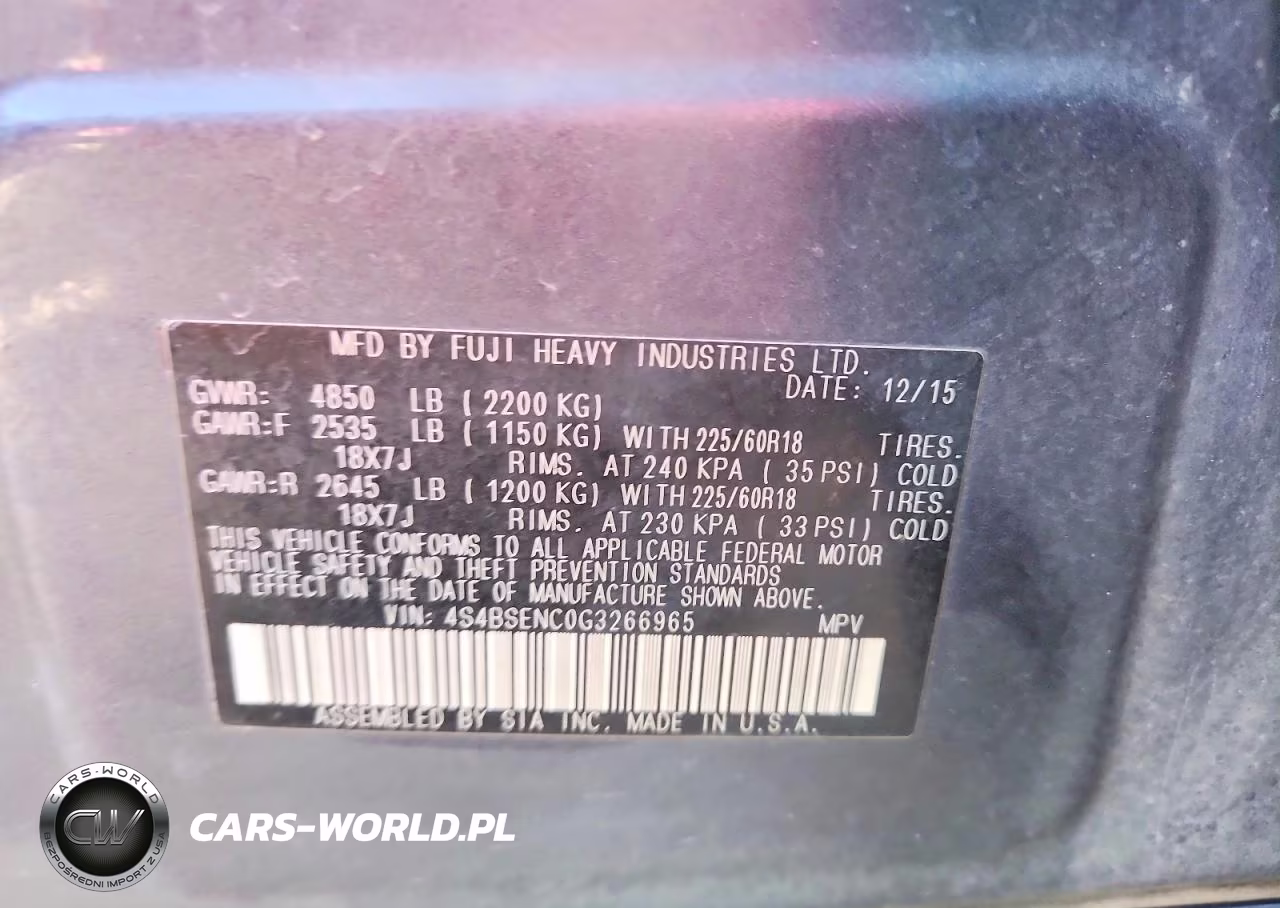 2016 Subaru Outback 3.6R Limited VIN:4S4BSENC0G3266965 - 12
