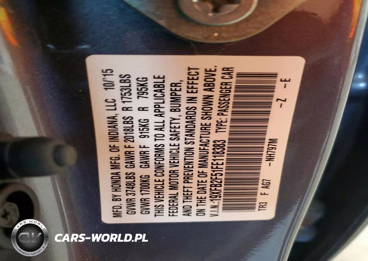 2015 Honda Civic Lx VIN:19XFB2F51FE118383 - 12