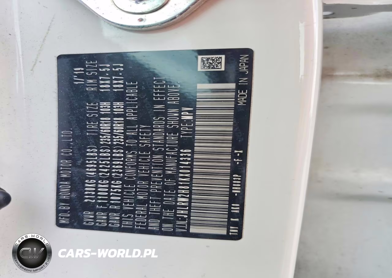 2019 Honda Cr-V Exl VIN:JHLRW2H81KX014336 - 14