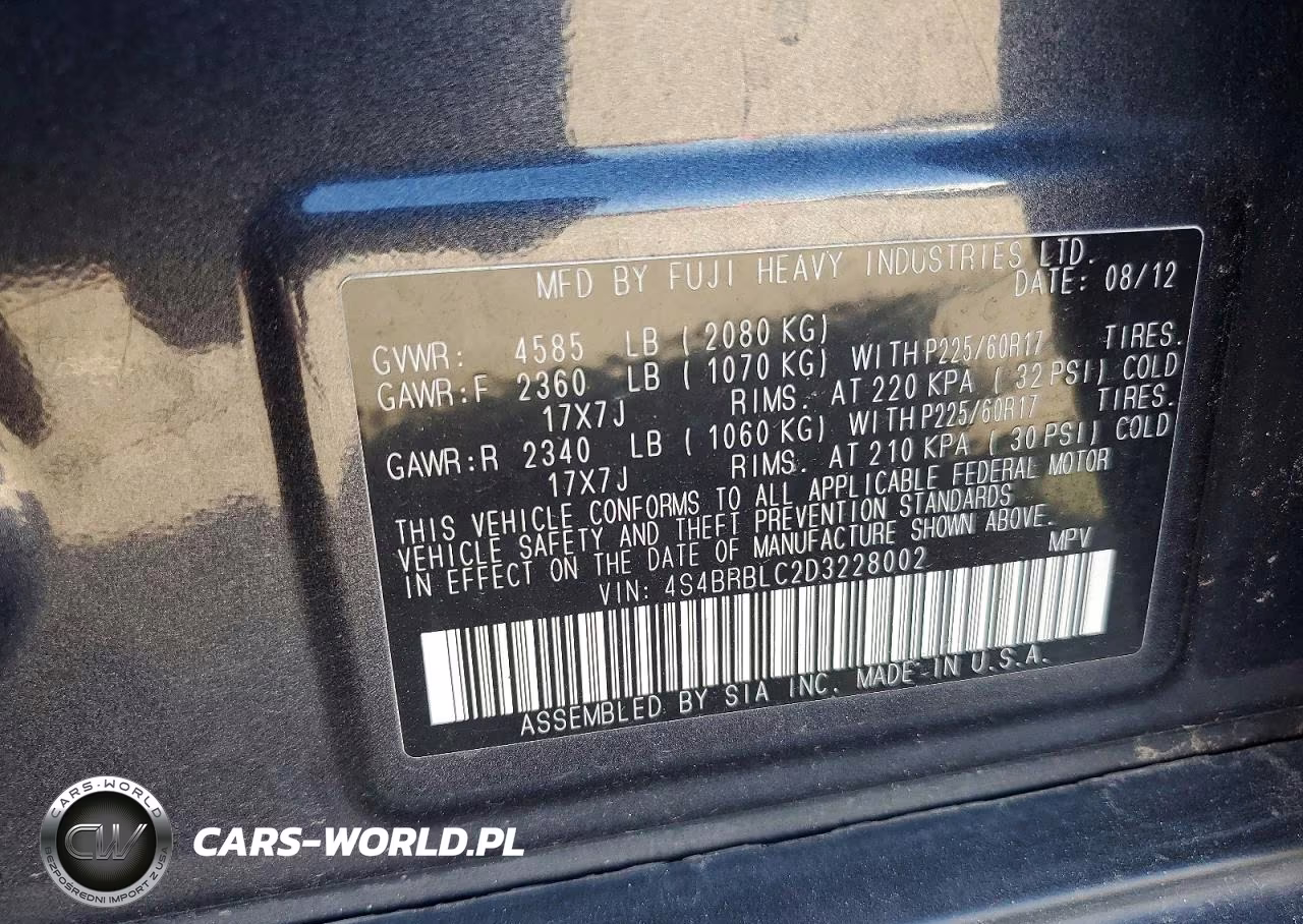 2013 Subaru Outback 2.5I Limited VIN:4S4BRBLC2D3228002 - 12