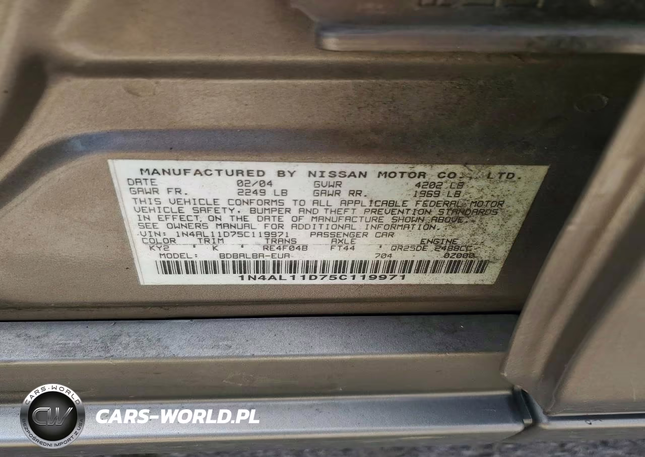 2005 Nissan Altima 2.5 VIN:1N4AL11D75C119971 - 12
