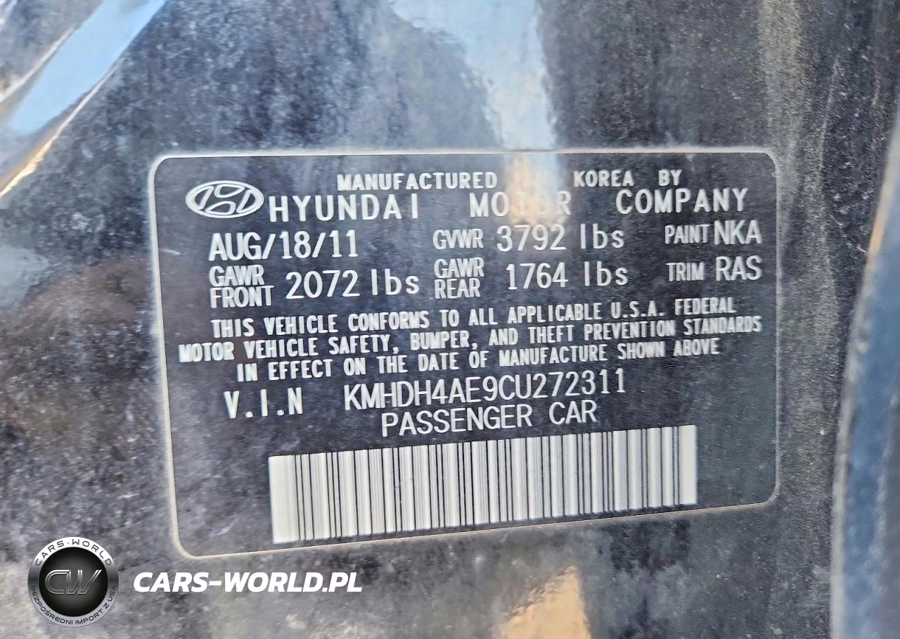 2012 Hyundai Elantra Limited VIN:KMHDH4AE9CU272311 - 12