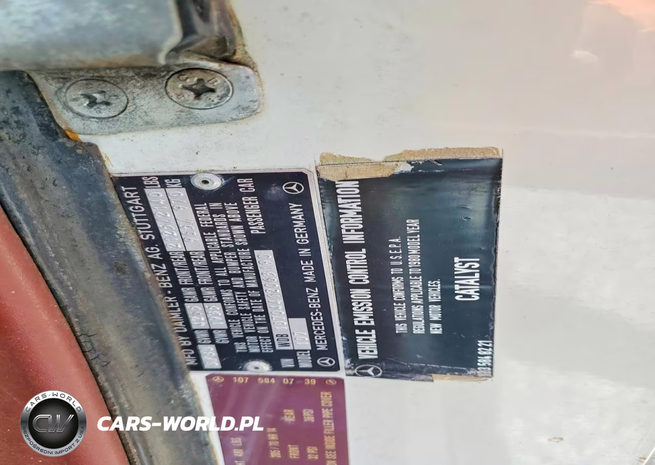 1980 Mercedes-Benz 450 VIN:10704412063190 - 12