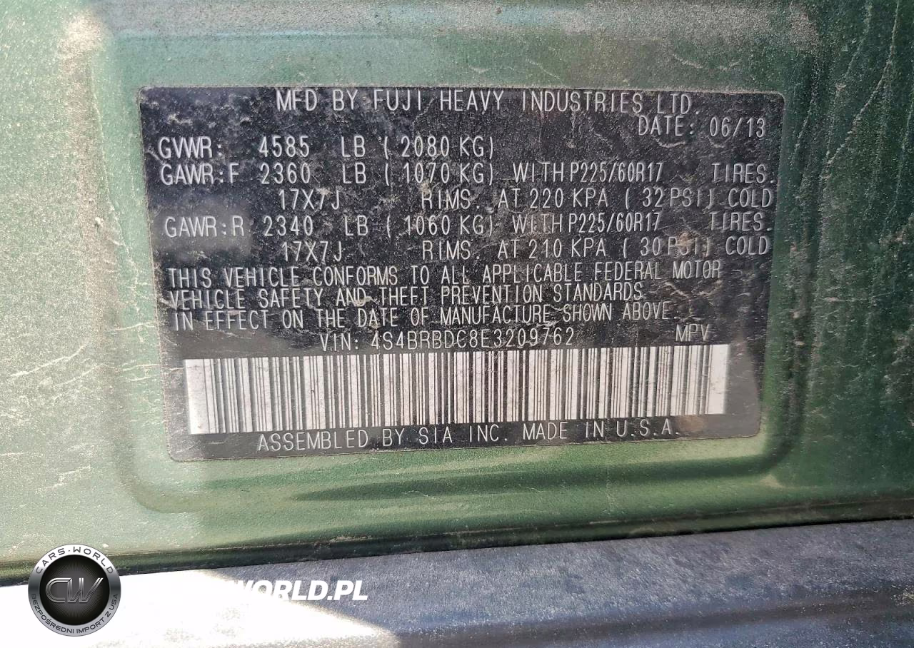 2014 Subaru Outback 2.5I Premium VIN:4S4BRBDC8E3209762 - 13