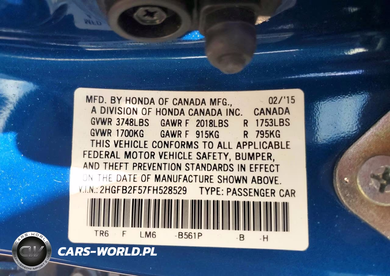 2015 Honda Civic Lx VIN:2HGFB2F57FH528529 - 12