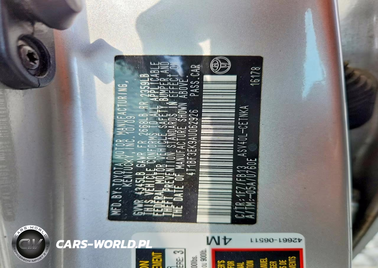 2010 Toyota Camry VIN:4T1BF3EK9AU062926 - 12