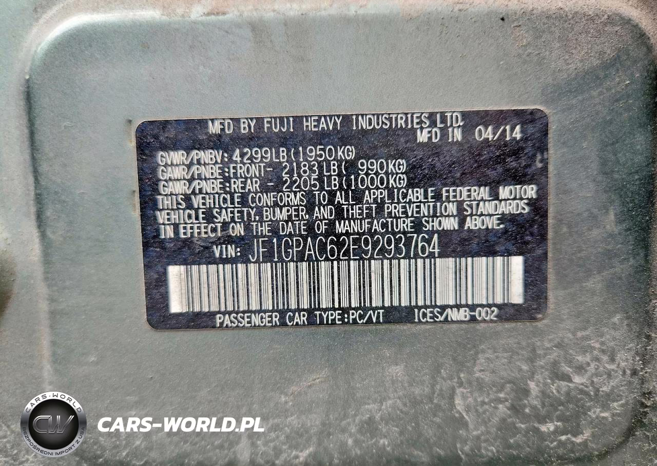 2014 Subaru Impreza Premium VIN:JF1GPAC62E9293764 - 13