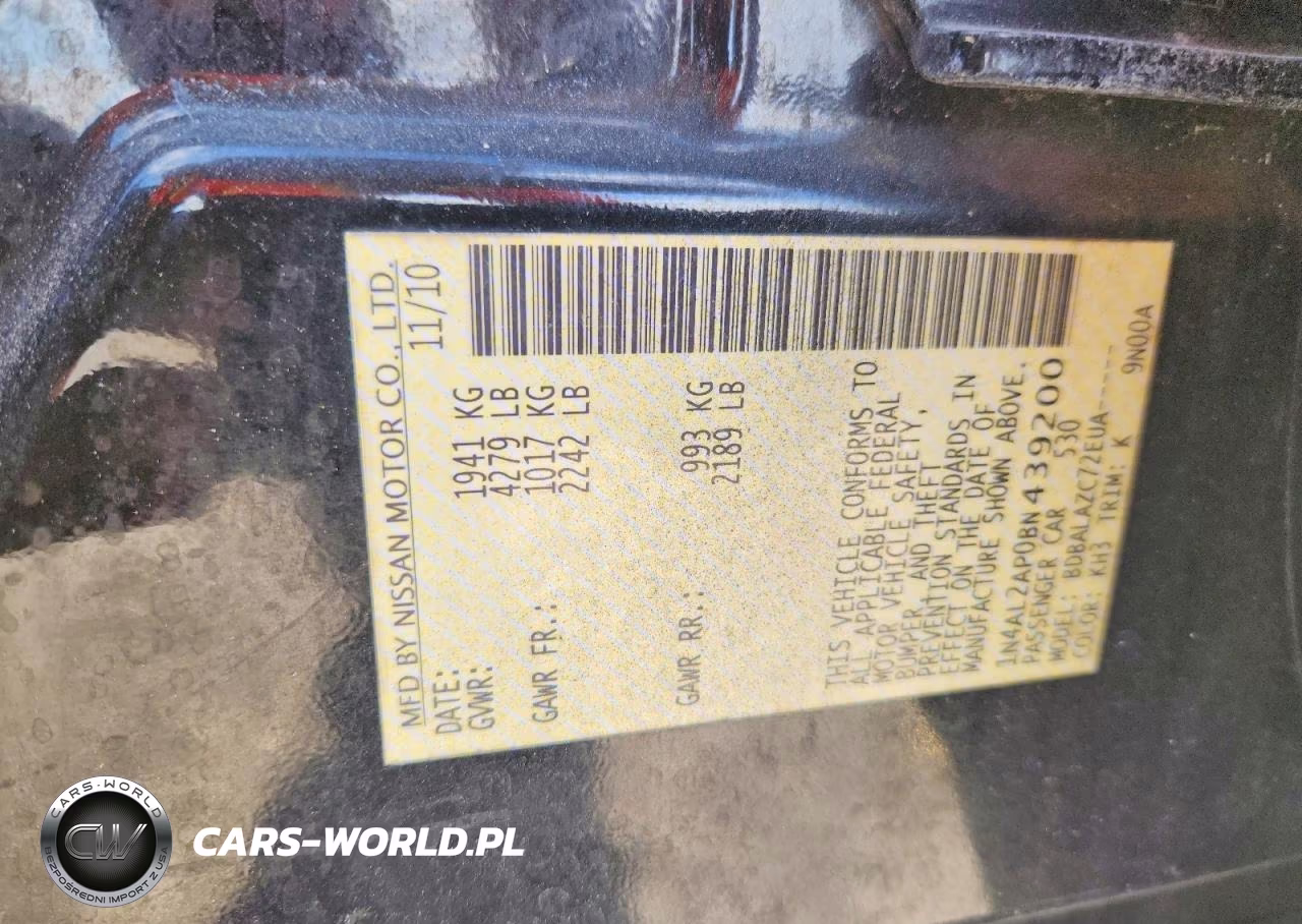 2011 Nissan Altima 2.5 VIN:1N4AL2AP0BN439200 - 12
