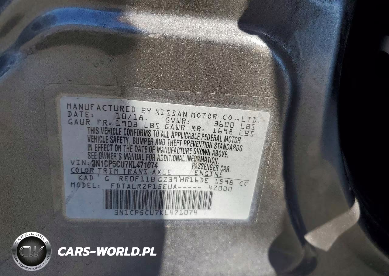 2019 Nissan Kicks S VIN:3N1CP5CU7KL471074 - 13