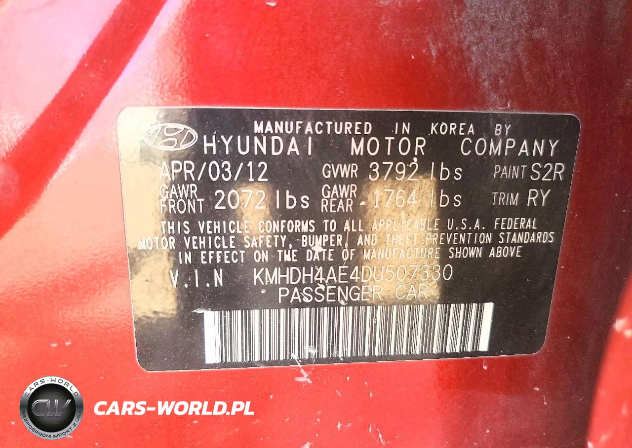 2013 Hyundai Elantra Limited VIN:KMHDH4AE4DU507330 - 12