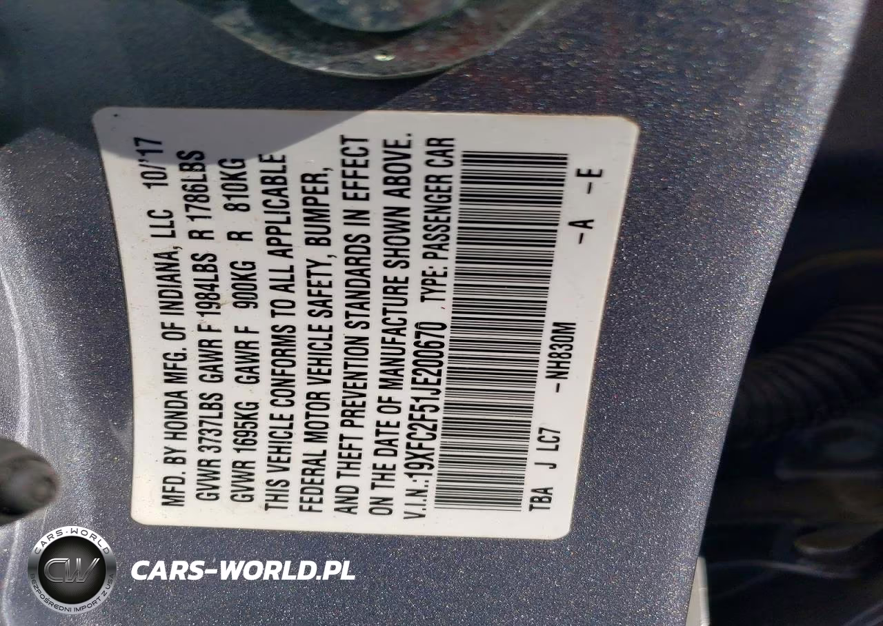 2018 Honda Civic Lx VIN:19XFC2F51JE200670 - 13