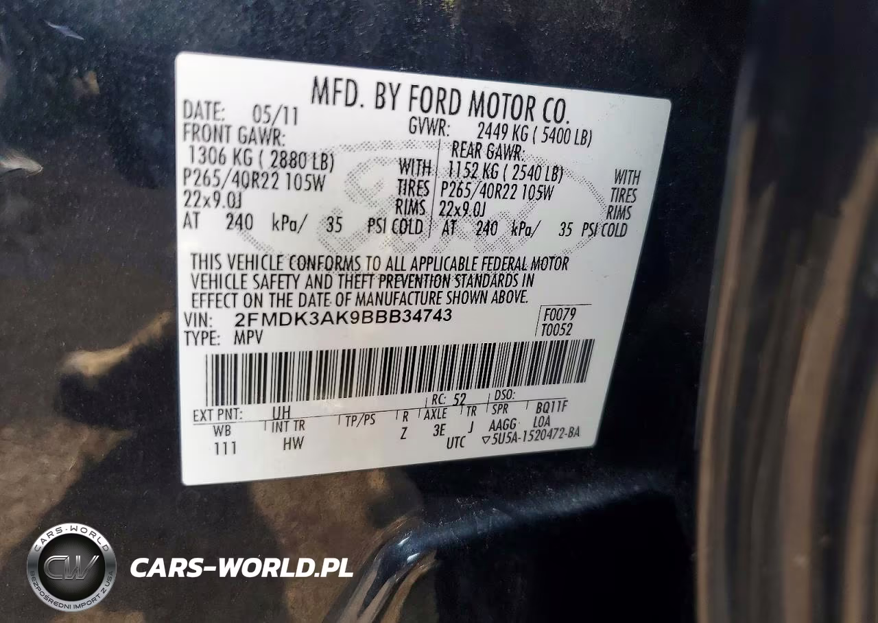 2011 Ford Edge Sport VIN:2FMDK3AK9BBB34743 - 13