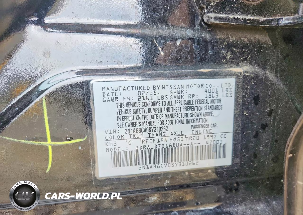 2025 Nissan Sentra Sv VIN:3N1AB8CV0SY310262 - 12