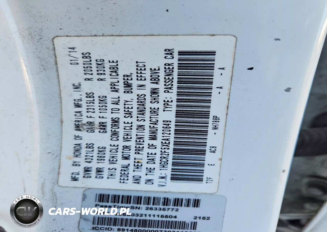 2014 Honda Accord Sport VIN:1HGCR2F5XEA120649 - 12