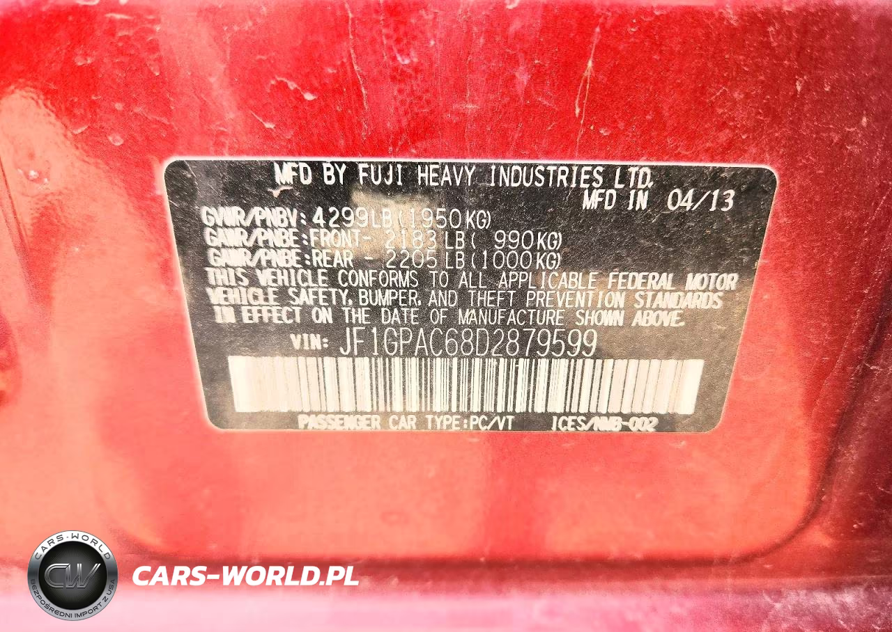 2013 Subaru Impreza Premium VIN:JF1GPAC68D2879599 - 13