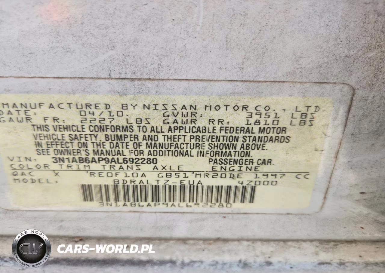 2010 Nissan Sentra 2.0 VIN:3N1AB6AP9AL692280 - 12